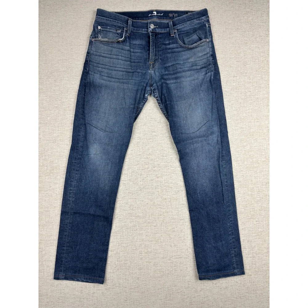7 For All Mankind Paxtyn Mens 34x30 Skinny Dark Wash Denim Slim Fit Jeans